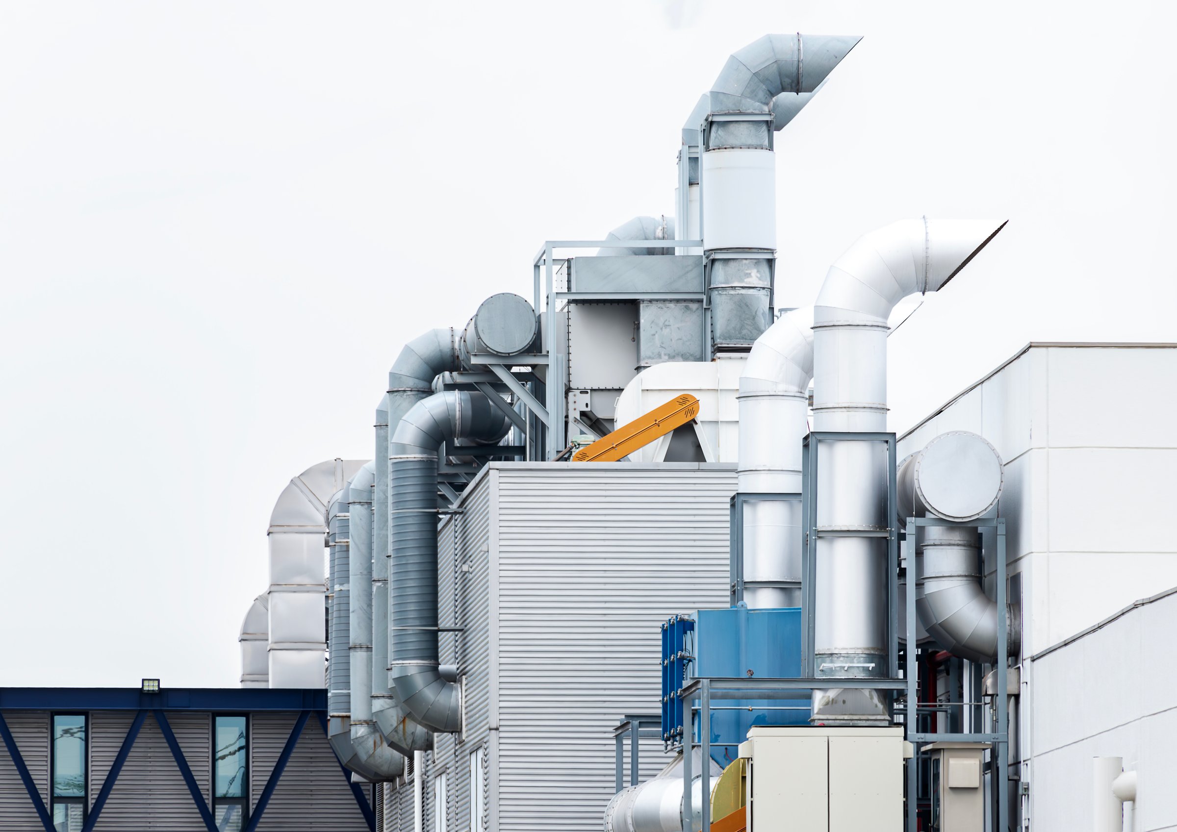 Chimney ventilation system on outside industry building