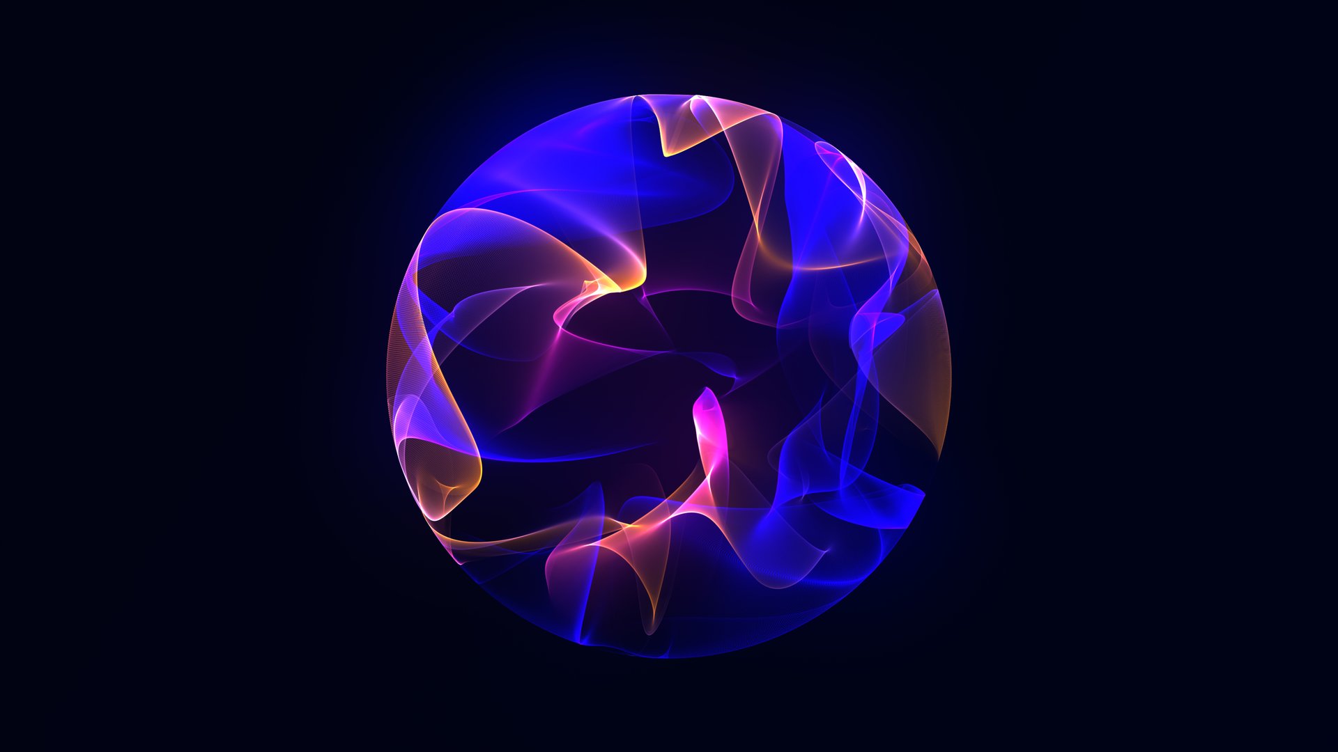 Sphere made of particles. Bright glowing particle 3d sphere Universe. engineering and artificial intelligence. Animated wave energy orb. Purple and blue smoky ball. Abstract orb.
