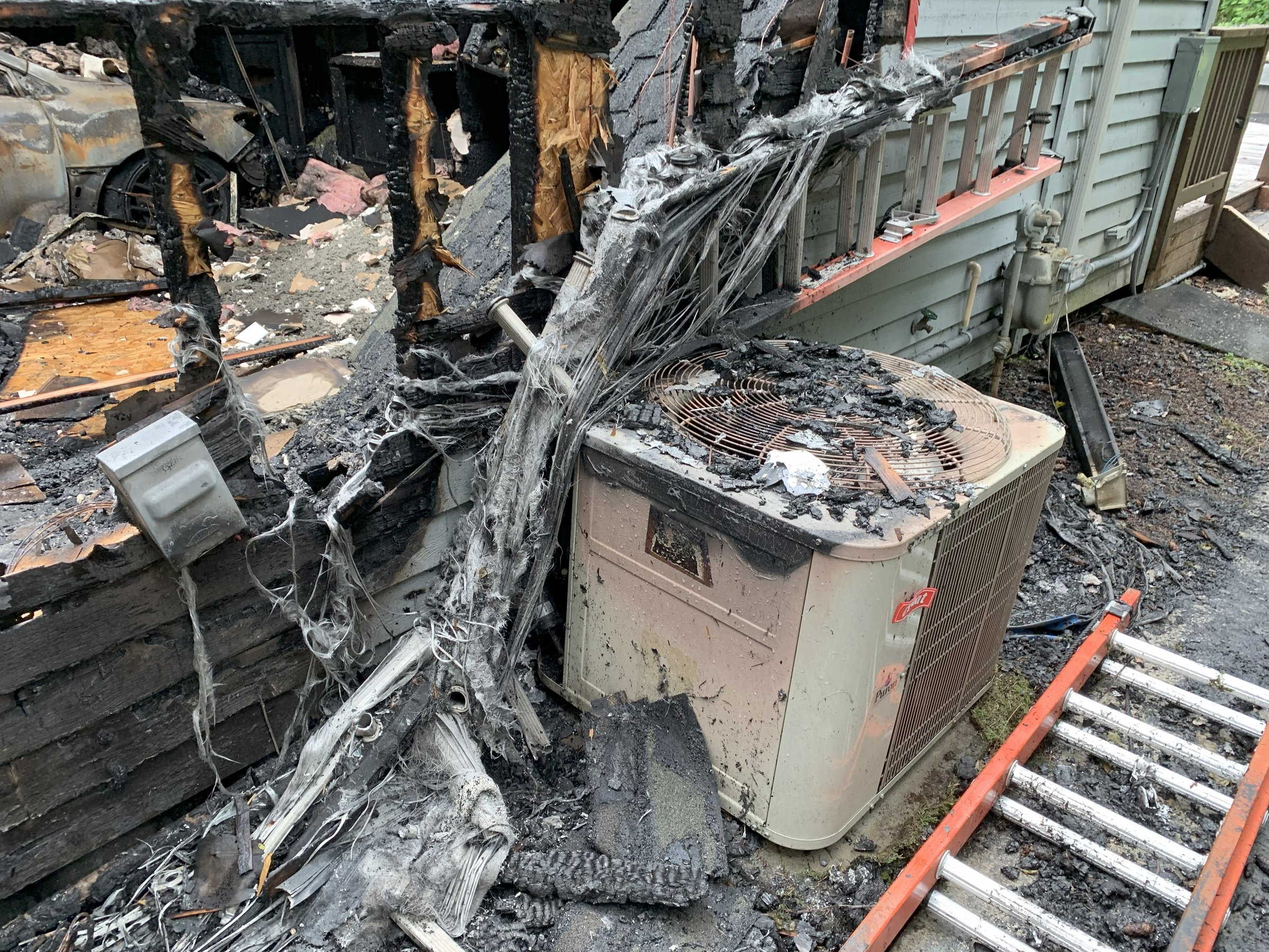 Broken HVAC system damaged furnace torn out