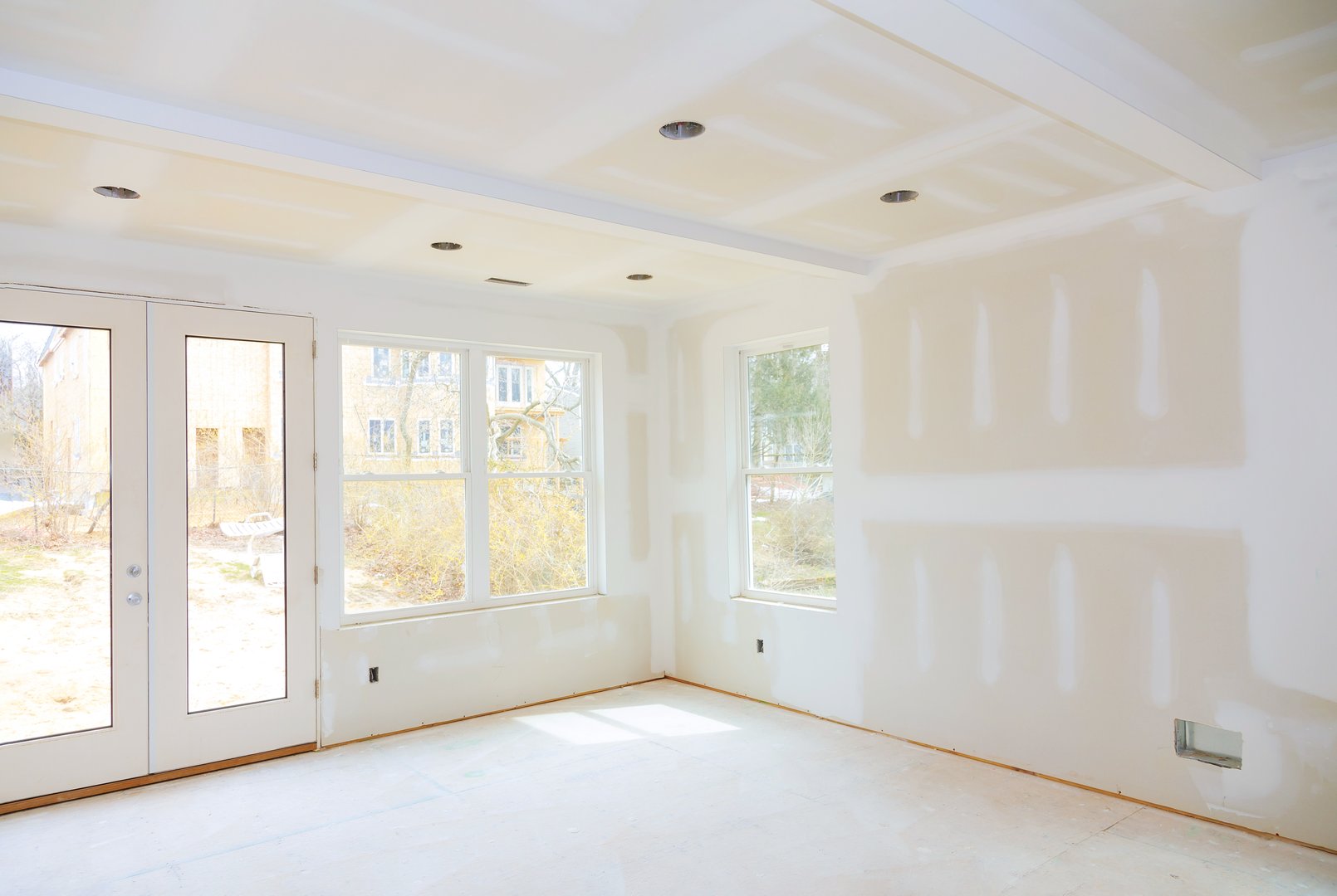 Construction building industry new home construction interior drywall tape a new home before installing