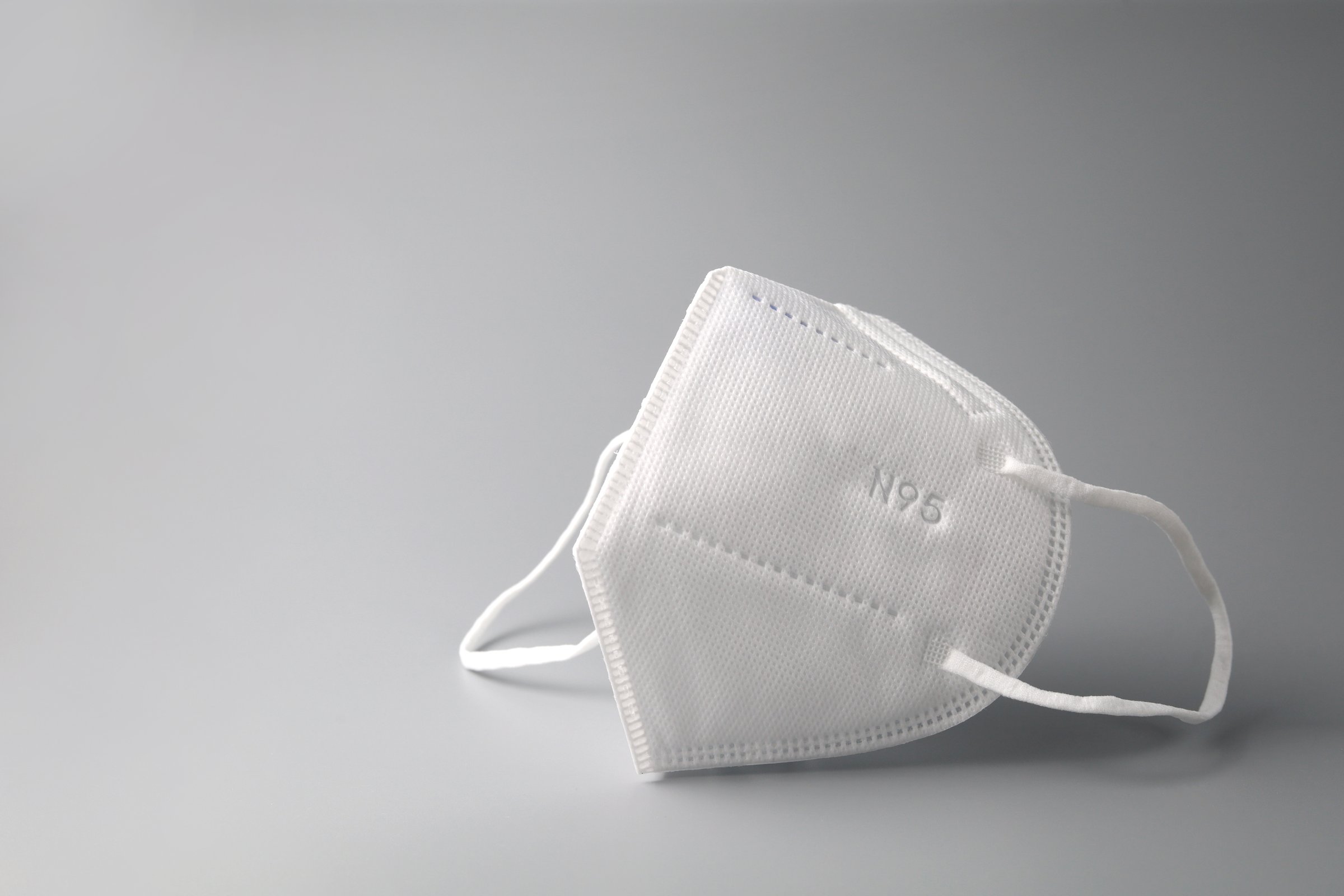 Close up N95 protective face mask to prevent virus Covid-19