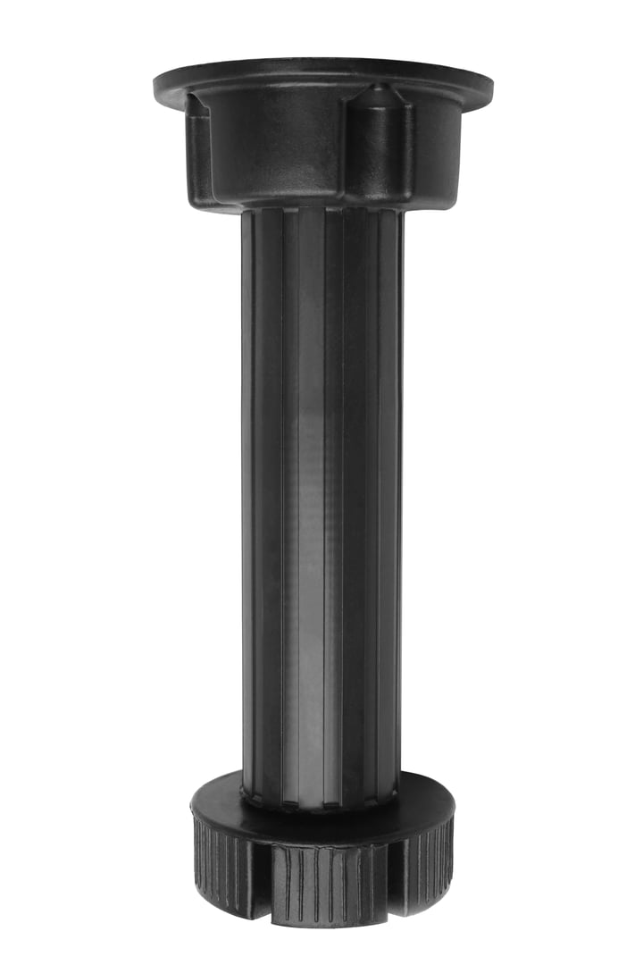 Adjustable plastic leg for furniture isolated on white background