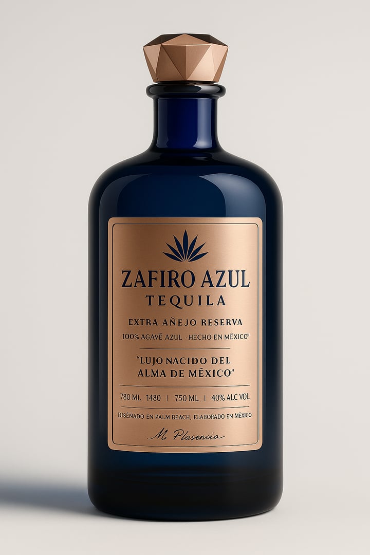 Premium ZAFIRO AZUL tequila bottle
