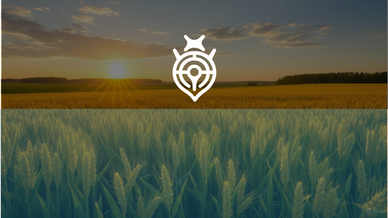 Agricultural landscape with modern farming equipment