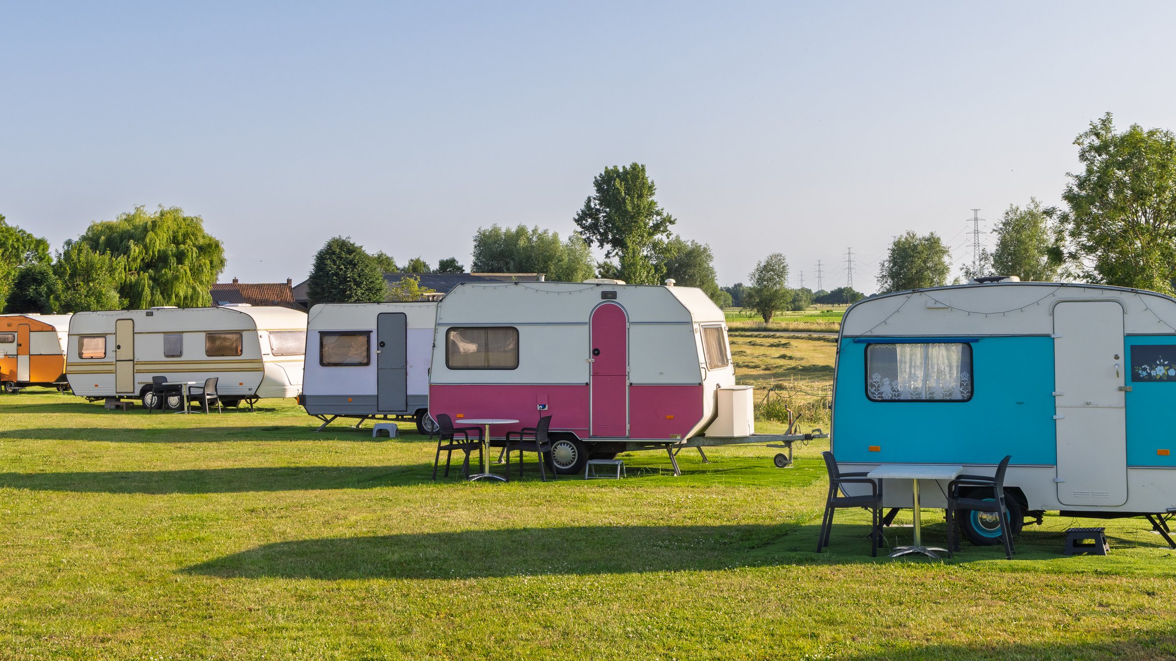 Retro caravan camping