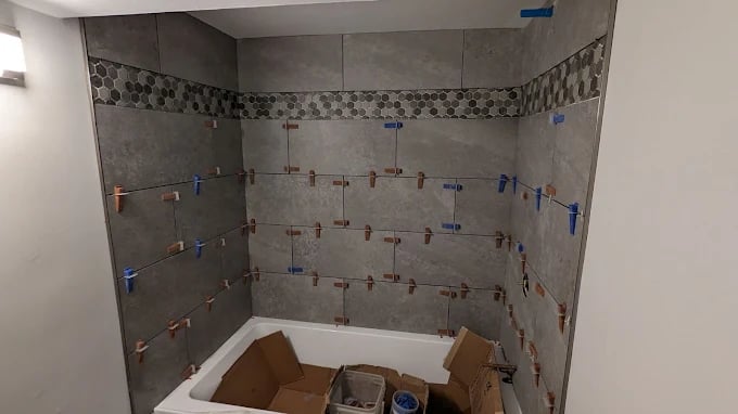 Bathtub wall tile installation