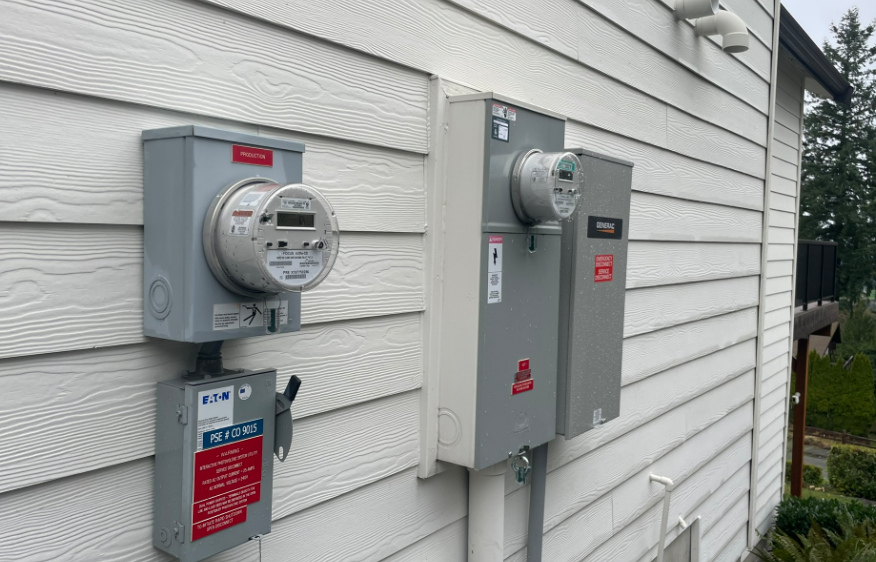 Interior electrical panel with transfer switch and load center organization for whole-home generator system
