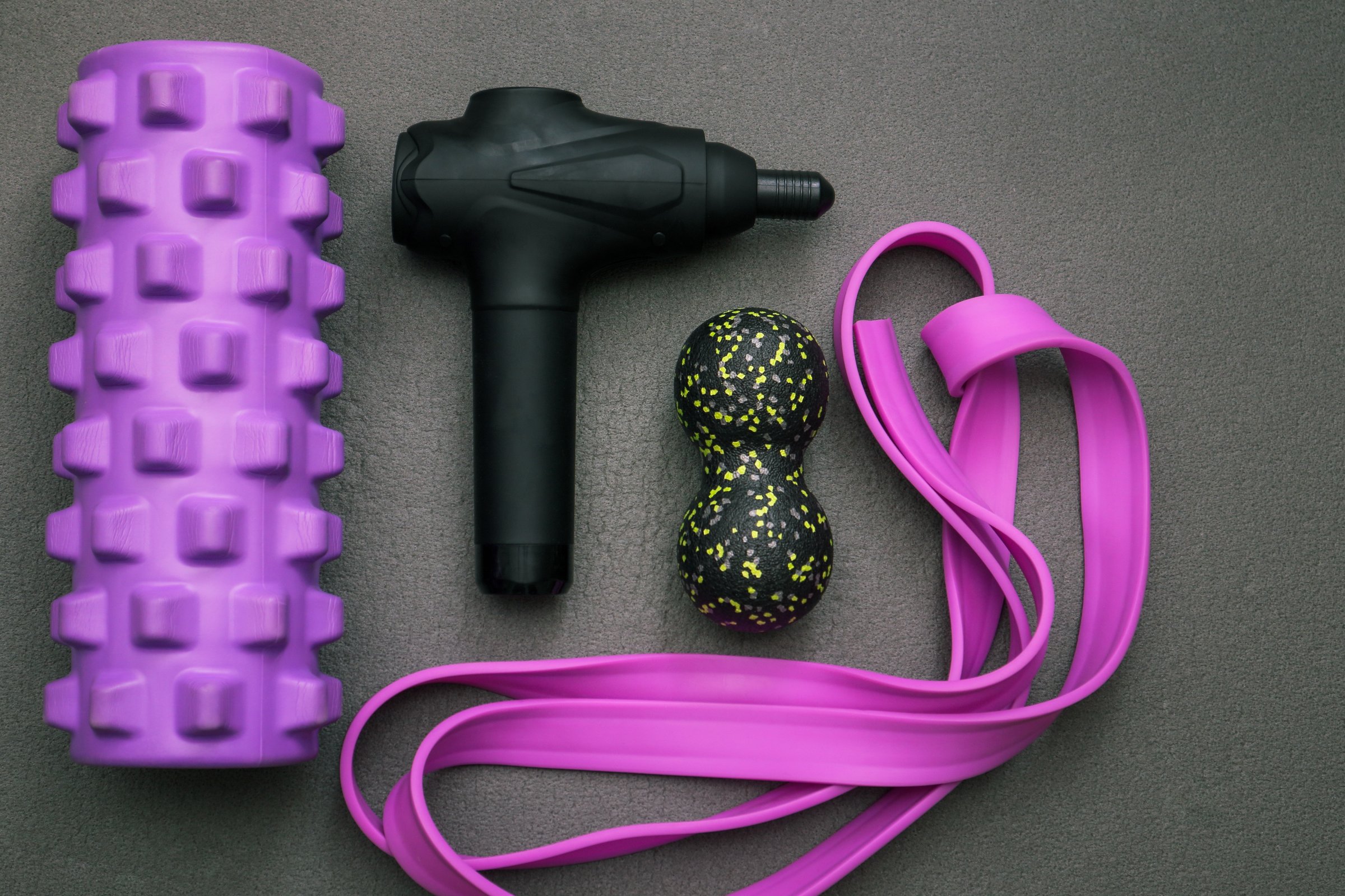 Recovery equipment including massage gun and foam roller