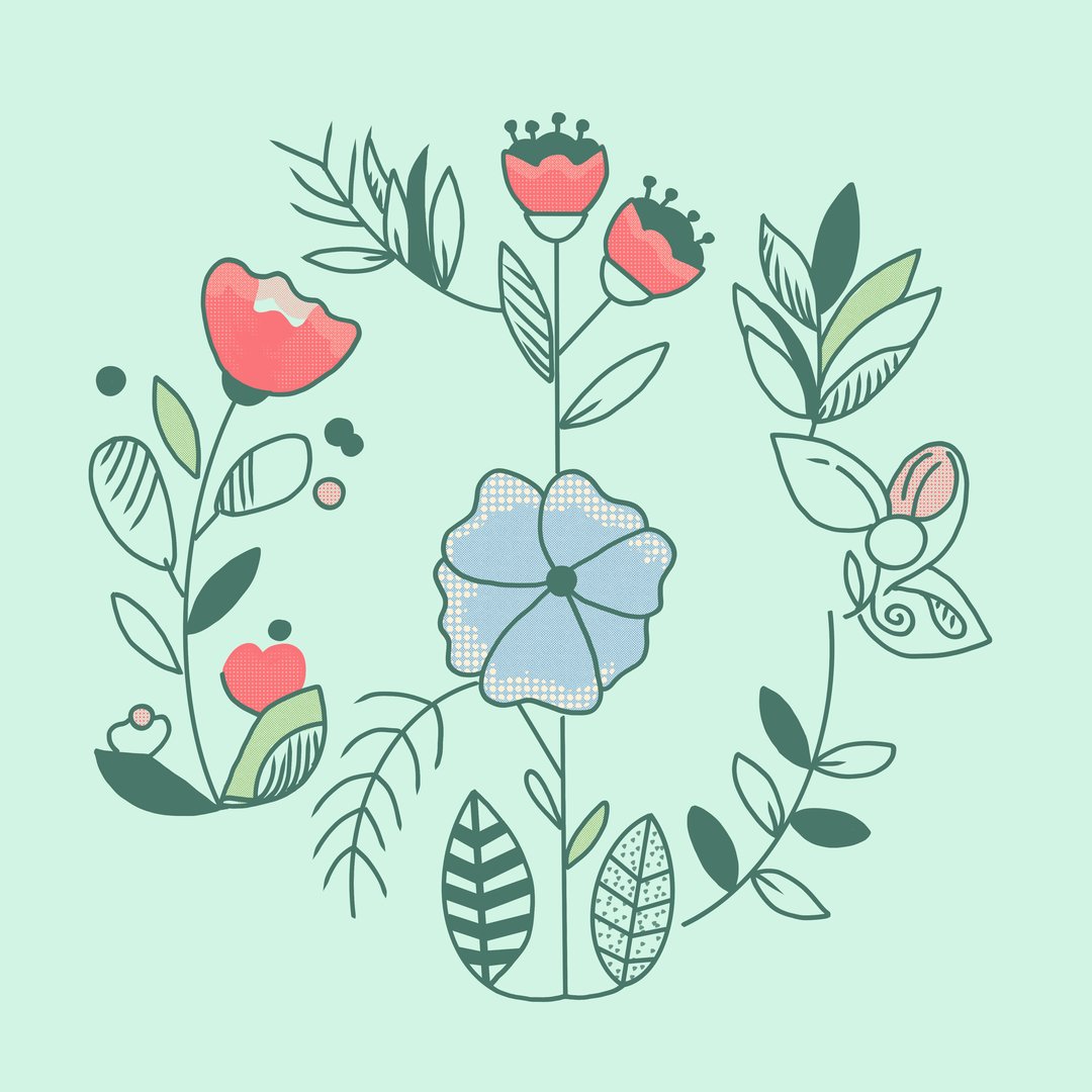 Unique pastel hand drawn botanical backgrounds art work