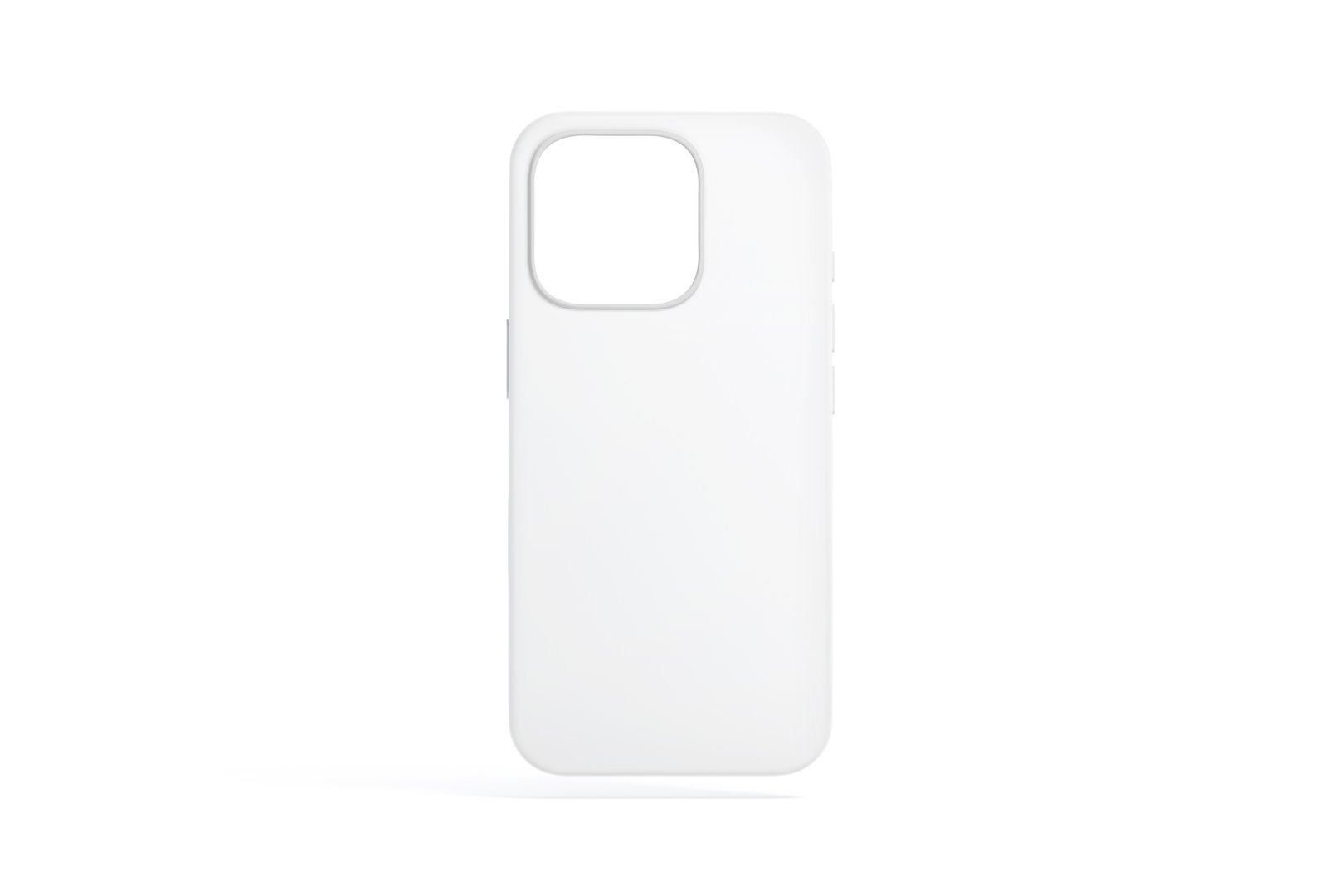 Blank white matte phone case mockup, front view, 3d rendering. Empty protected pro accessory covering for charging mock up, isolated. Clear new smartphone cover container template.