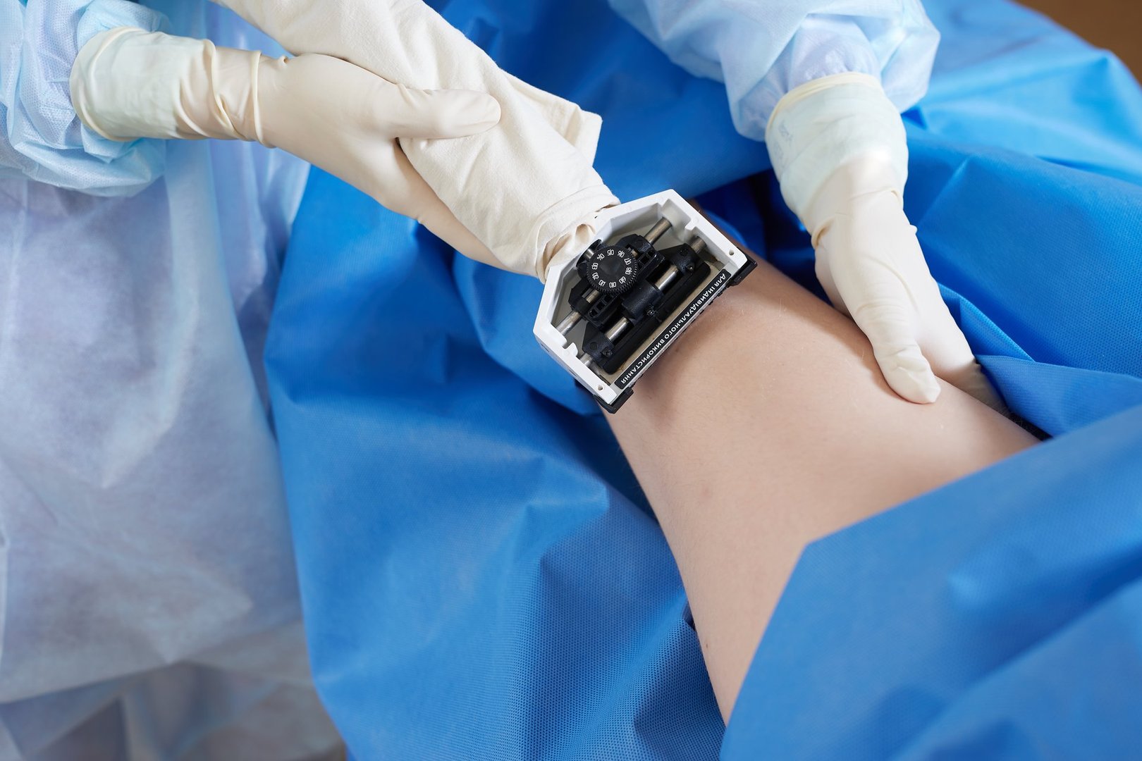 doctor performs skin graft in clinic or hospital, skin graft equipment