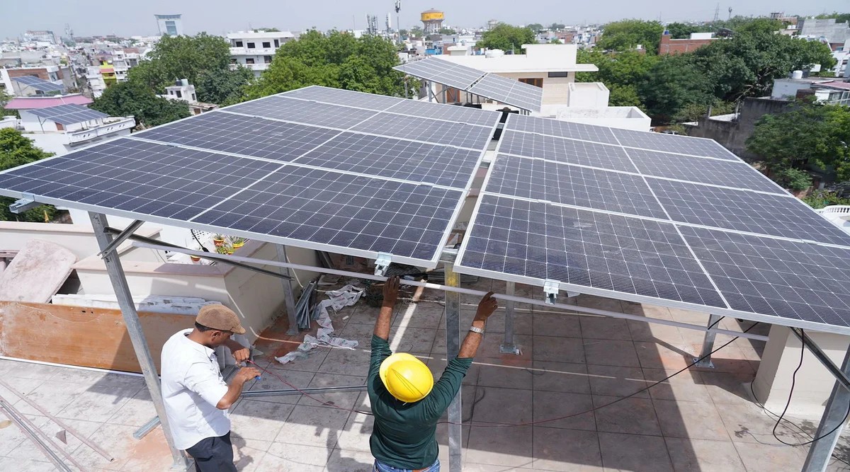 Solar installation project at Hazratganj commercial setup in Lucknow