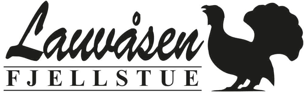 Logo of Lauvåsen Fjellstue featuring stylized text and a silhouette of a grouse.