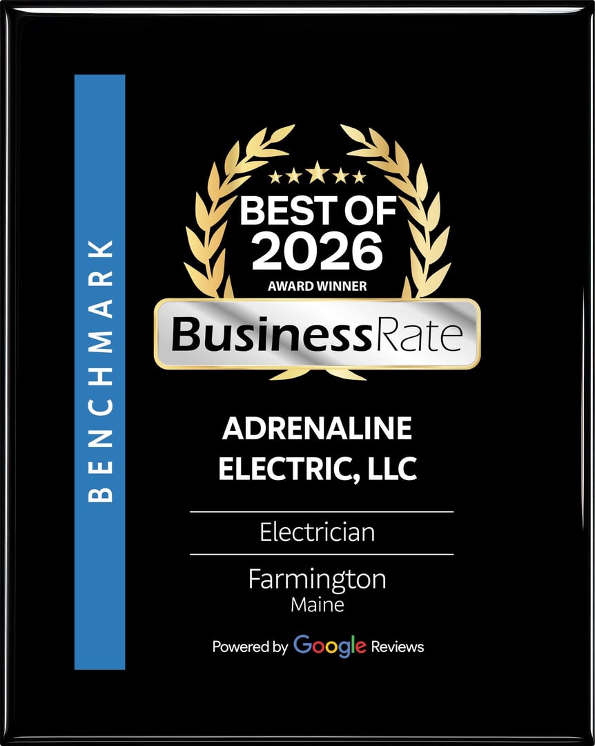 Adrenaline Electric BusinessRate Top Rated Electrician Award Farmington Maine
