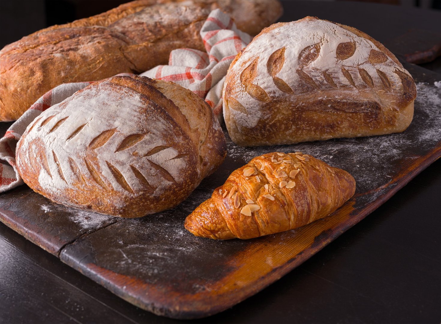 Sourdough bread and croissant
