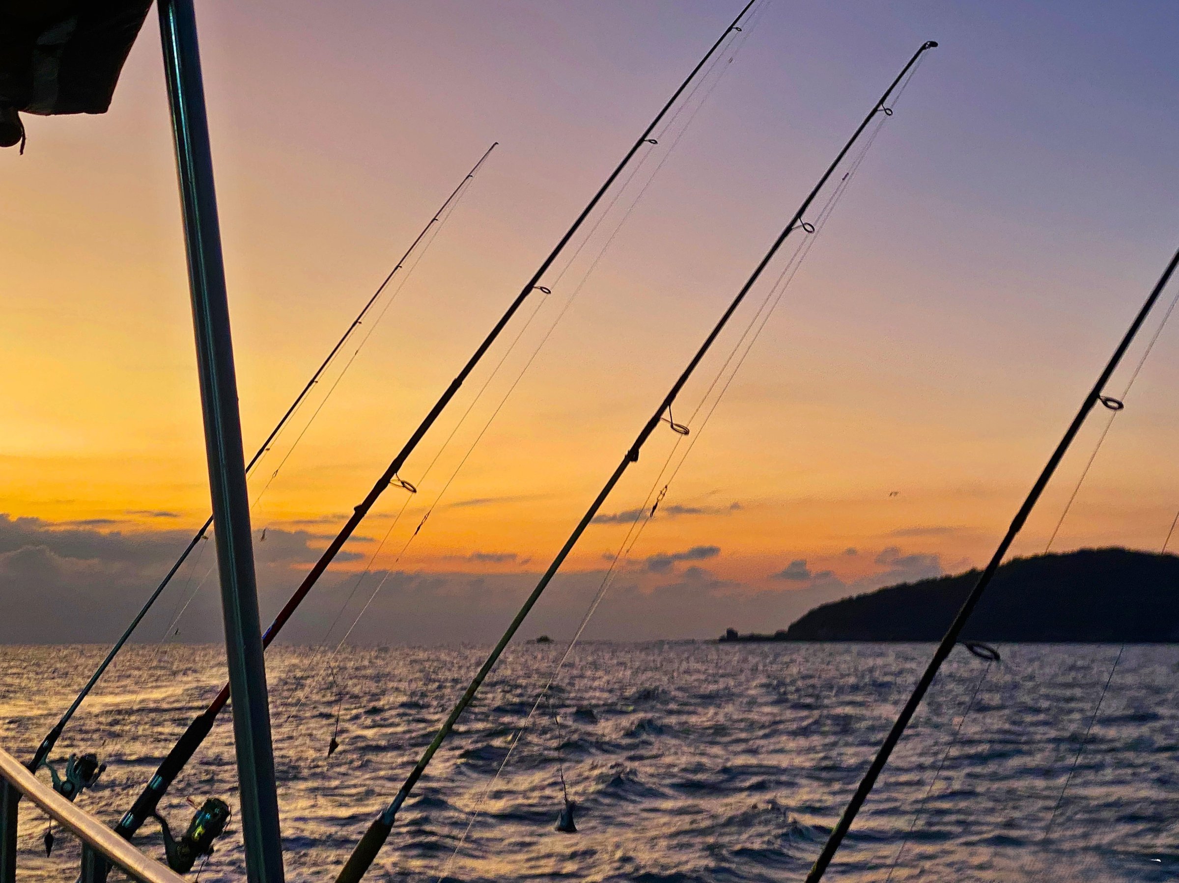 Beautiful views of deep sea fishing at dawn, off the Brazilian coast