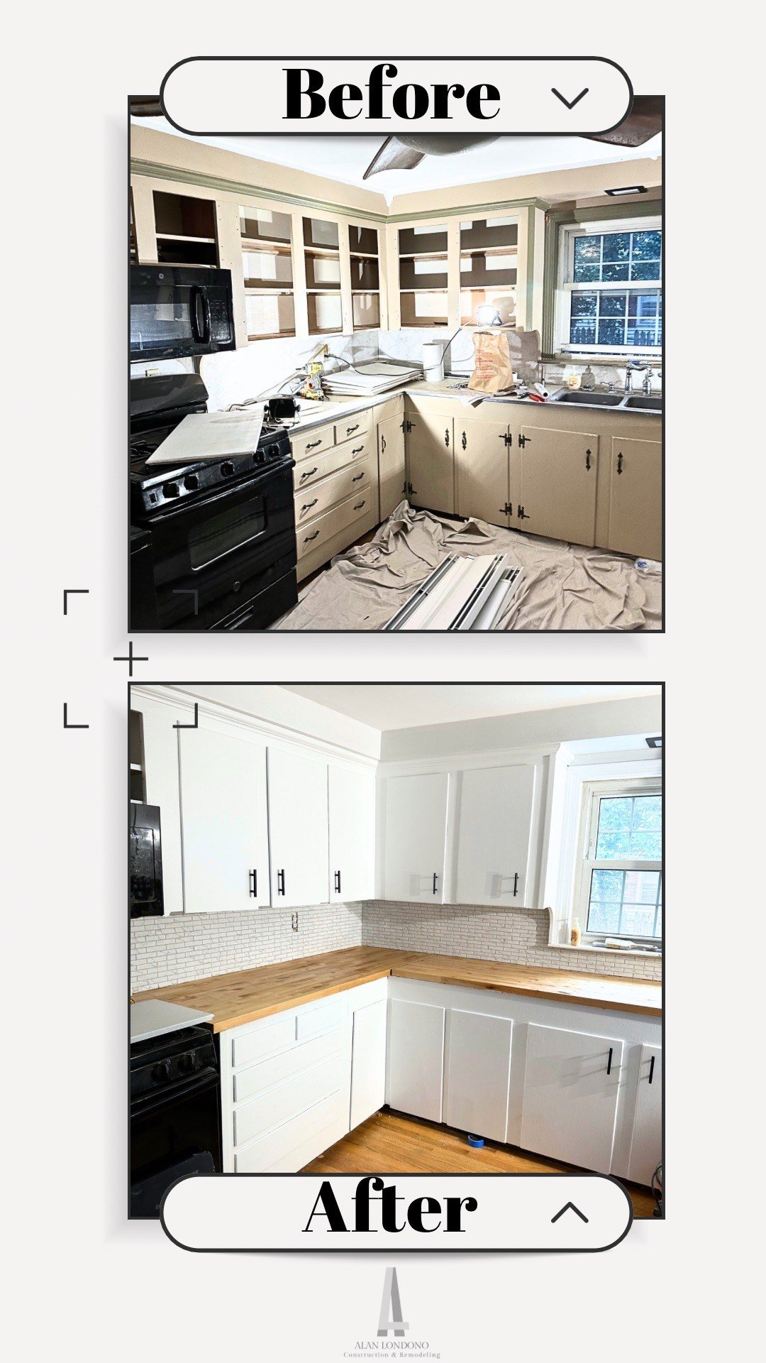 Before and after remodeling project