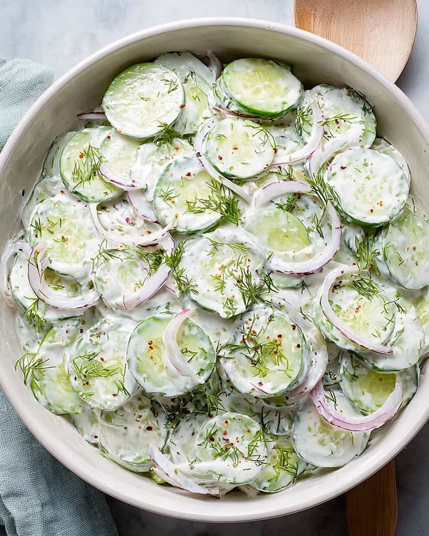 Ensalada de pepino con aderezo de yogurt