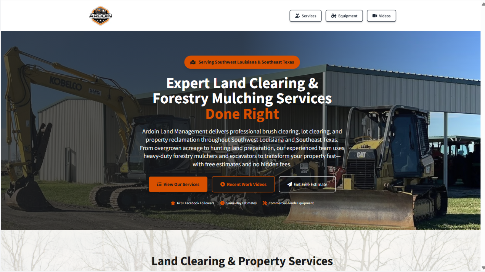 Ardoin Land Management Website Screenshot
