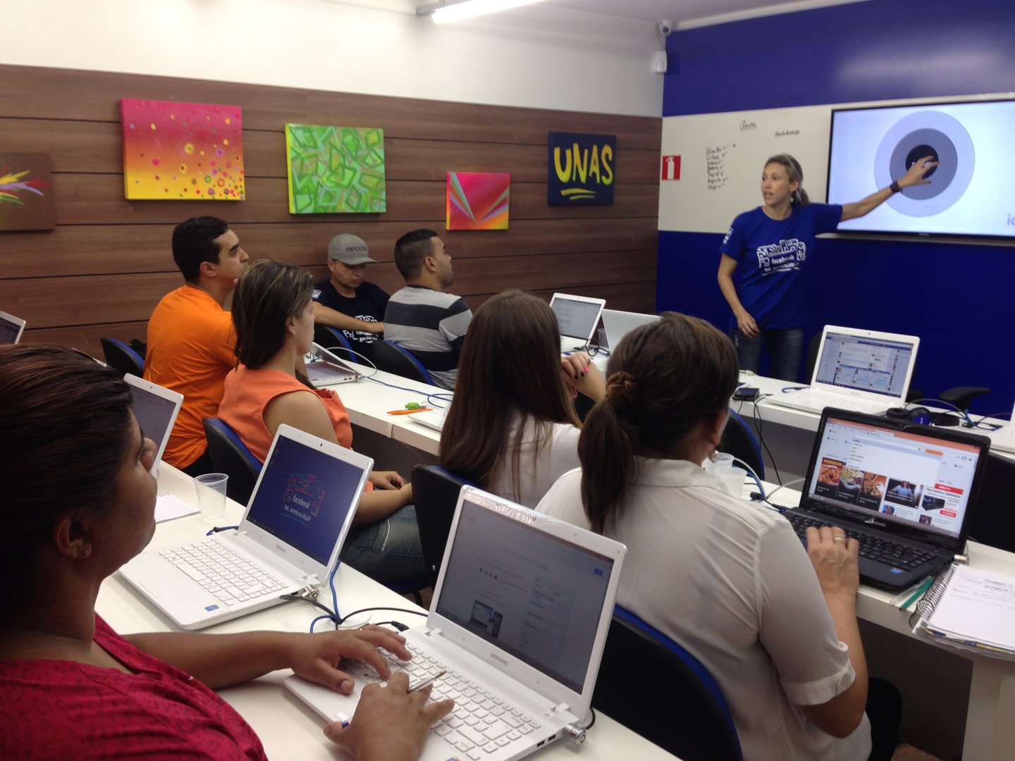 Celebrating success with lunch and students at Facebook Community project