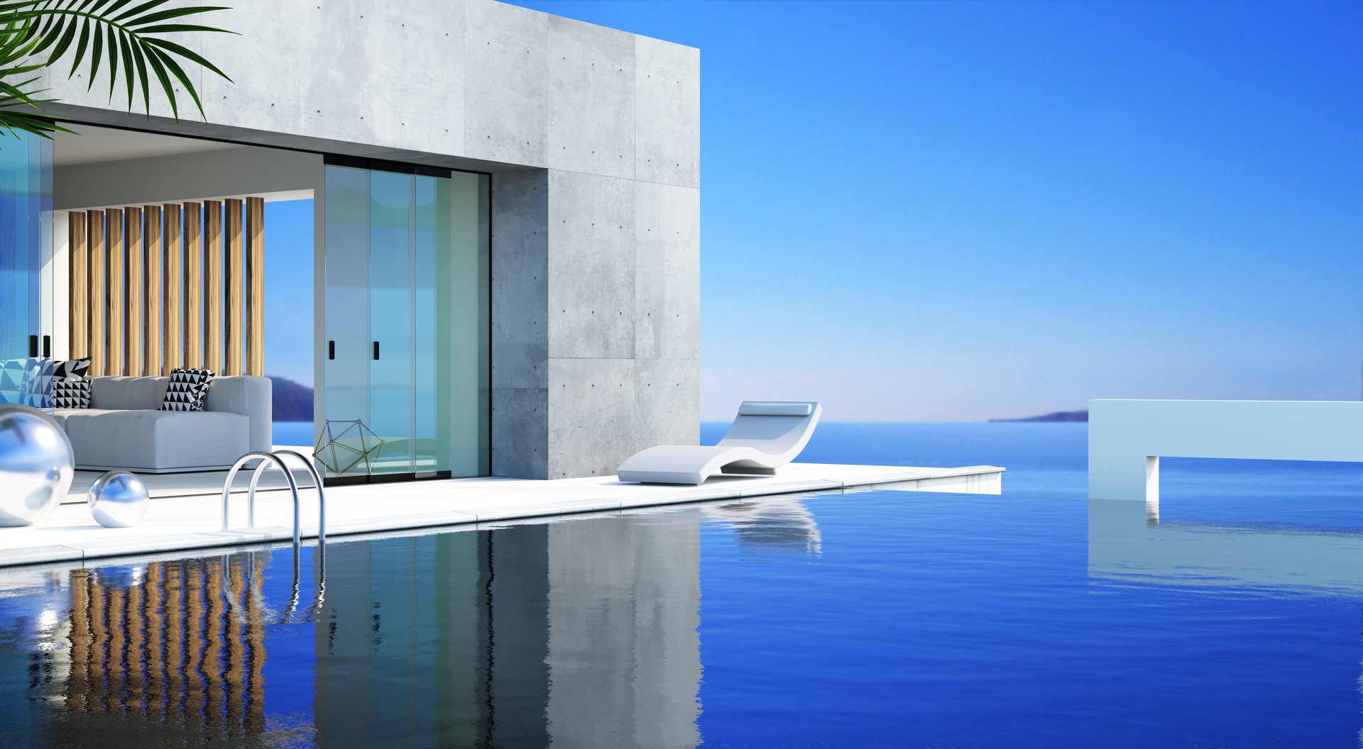 Villa moderna con piscina y vista al mar