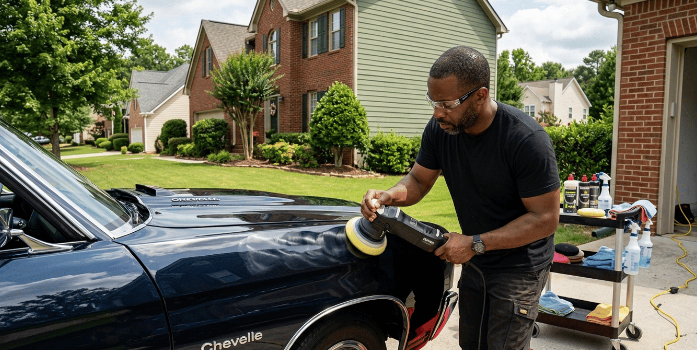 Professional paint correction polishing process
