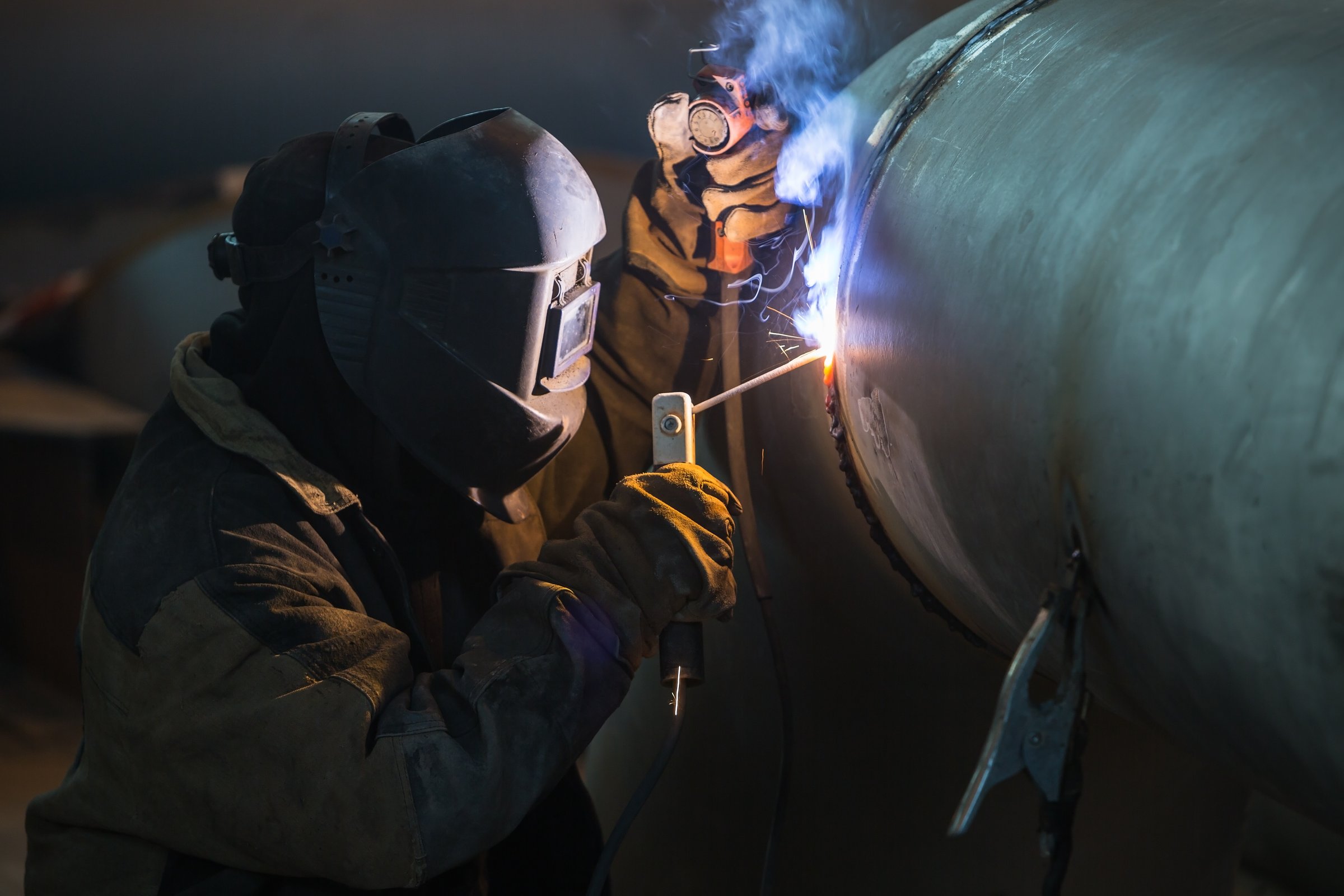 Arc welder at work. 