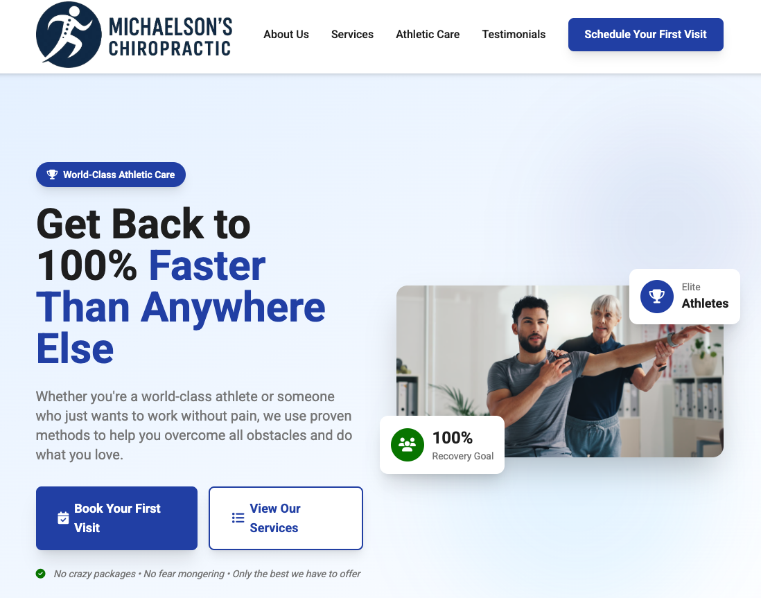 Chiropractic Practice website showcase