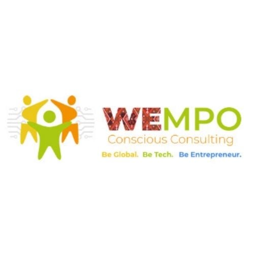 Logo of WEMPO Conscious Consulting featuring colorful human figures and the text Be Global. Be Tech. Be Entrepreneur.