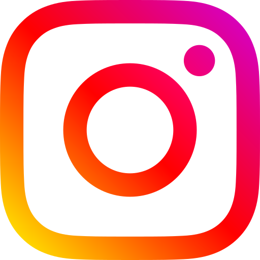 Instagram logo: a colorful gradient square with a rounded corner and a central white outline of a camera.