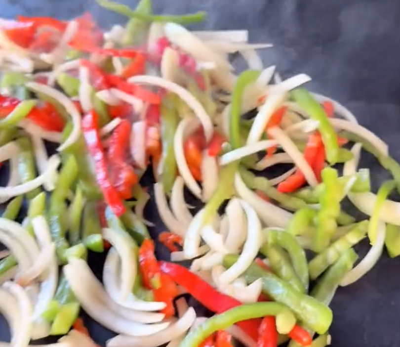 Grilled peppers and onions