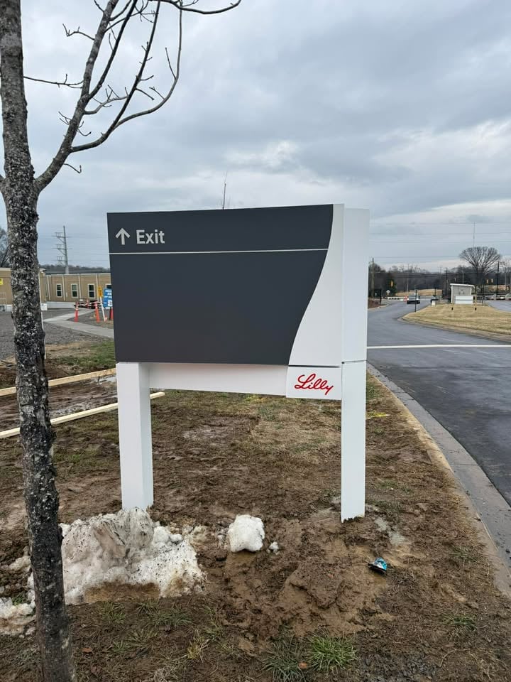 Modern Office Building Signpost