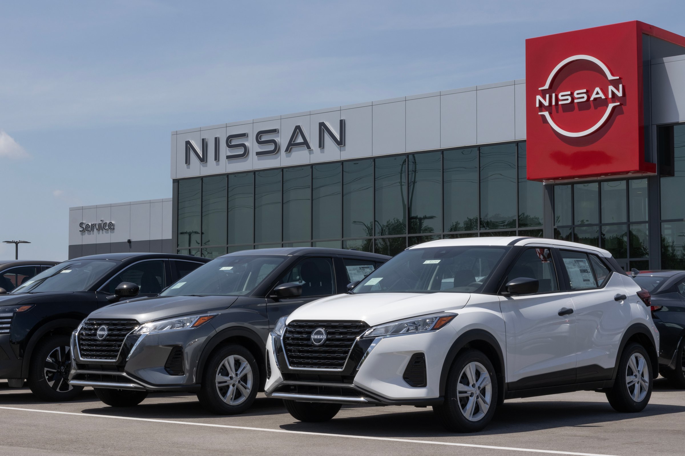 Lafayette - June 21, 2025: Nissan Kicks Play Subcompact Crossover SUV display at a dealership. Nissan offers the Kicks in S, SV, Play and SR models.