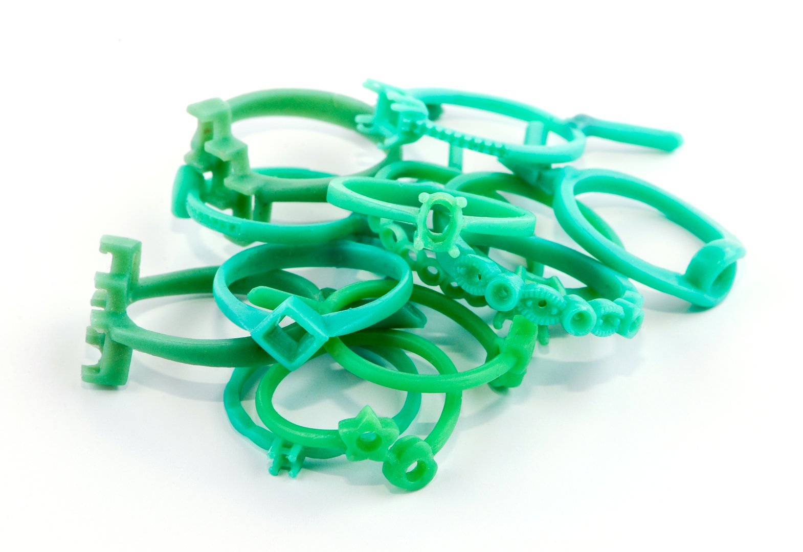 Green wax, many prototype ring jewelry, is a step in jewelry production in factory.