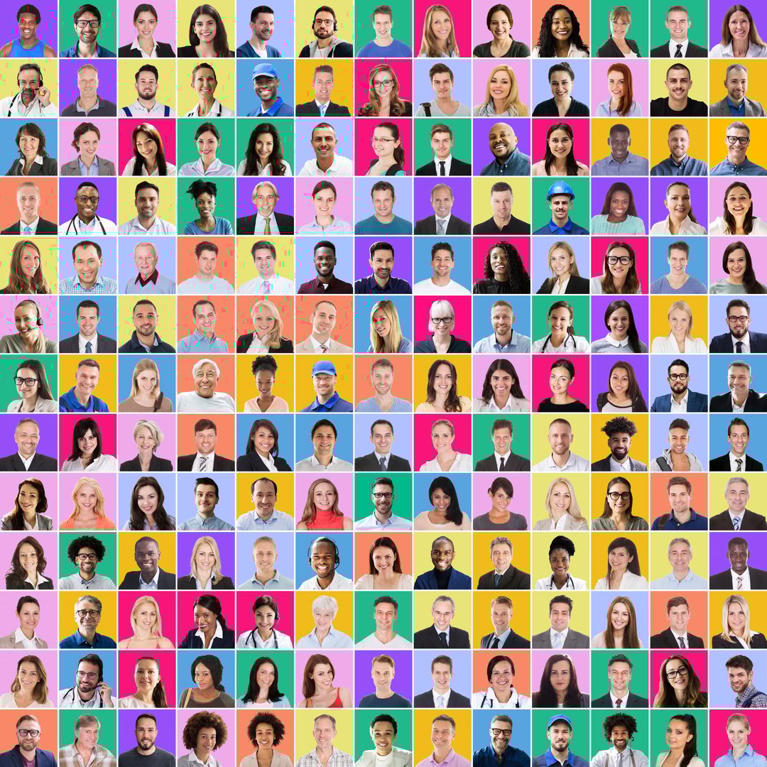 Collage Of Diverse Multi-ethnic Business People On Colored Background