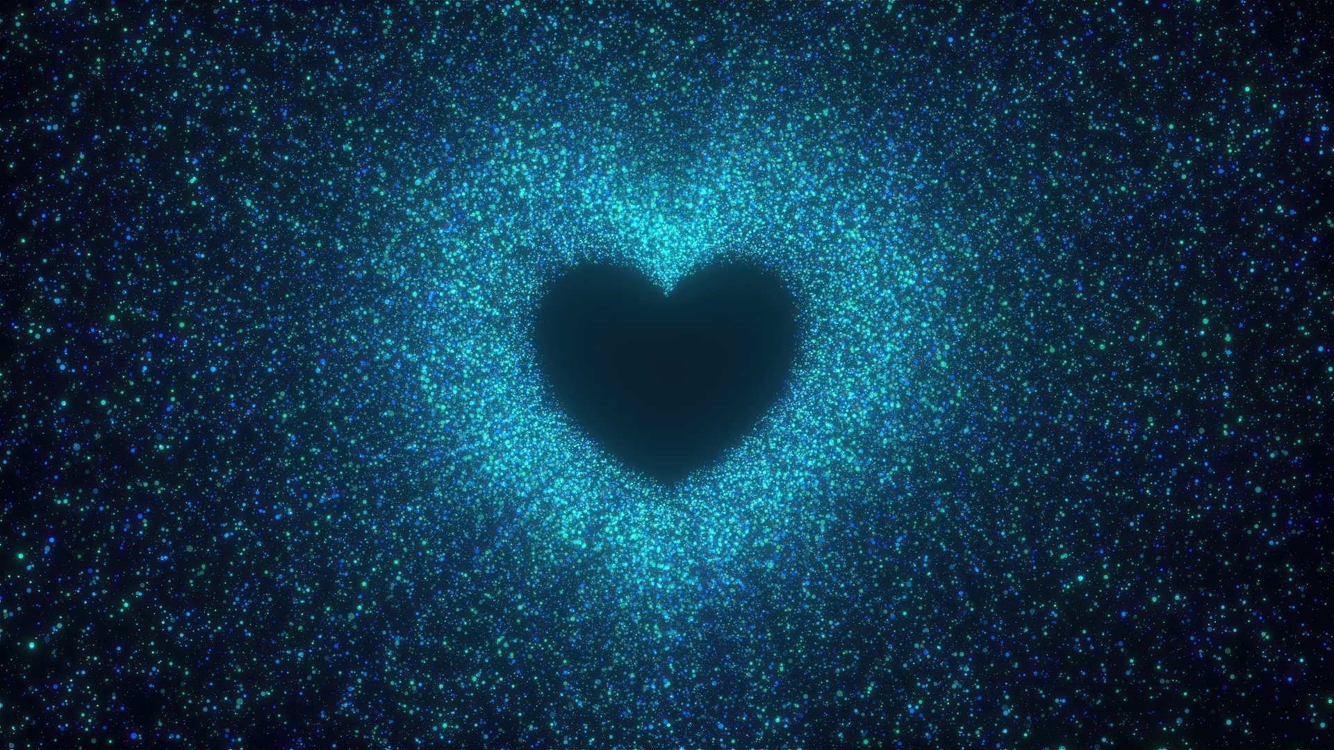 Heart particle tunnel. Computer generated 3d render