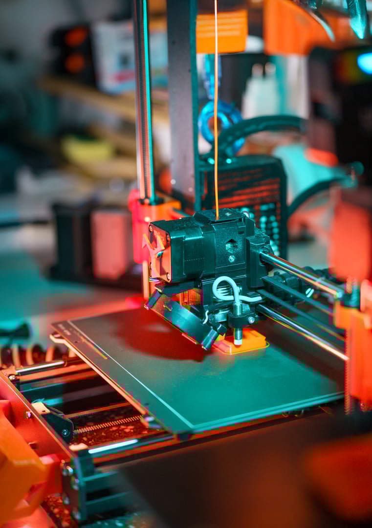 3d printer prototype production home research interior product designer orange printing filament