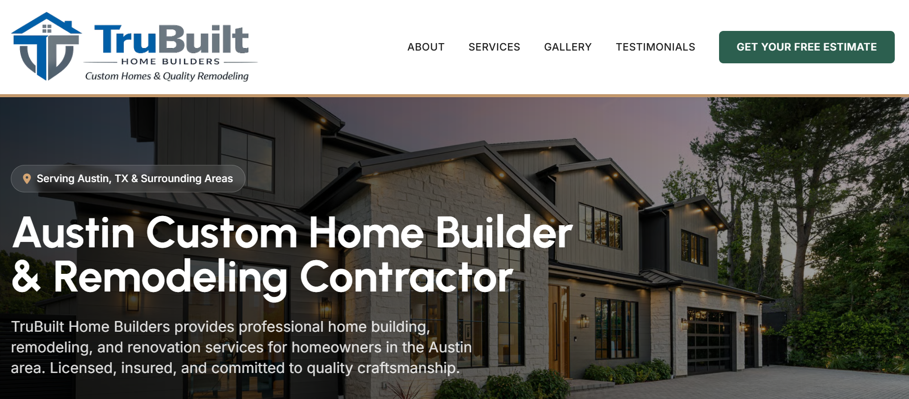 Precision Home Builders website demo