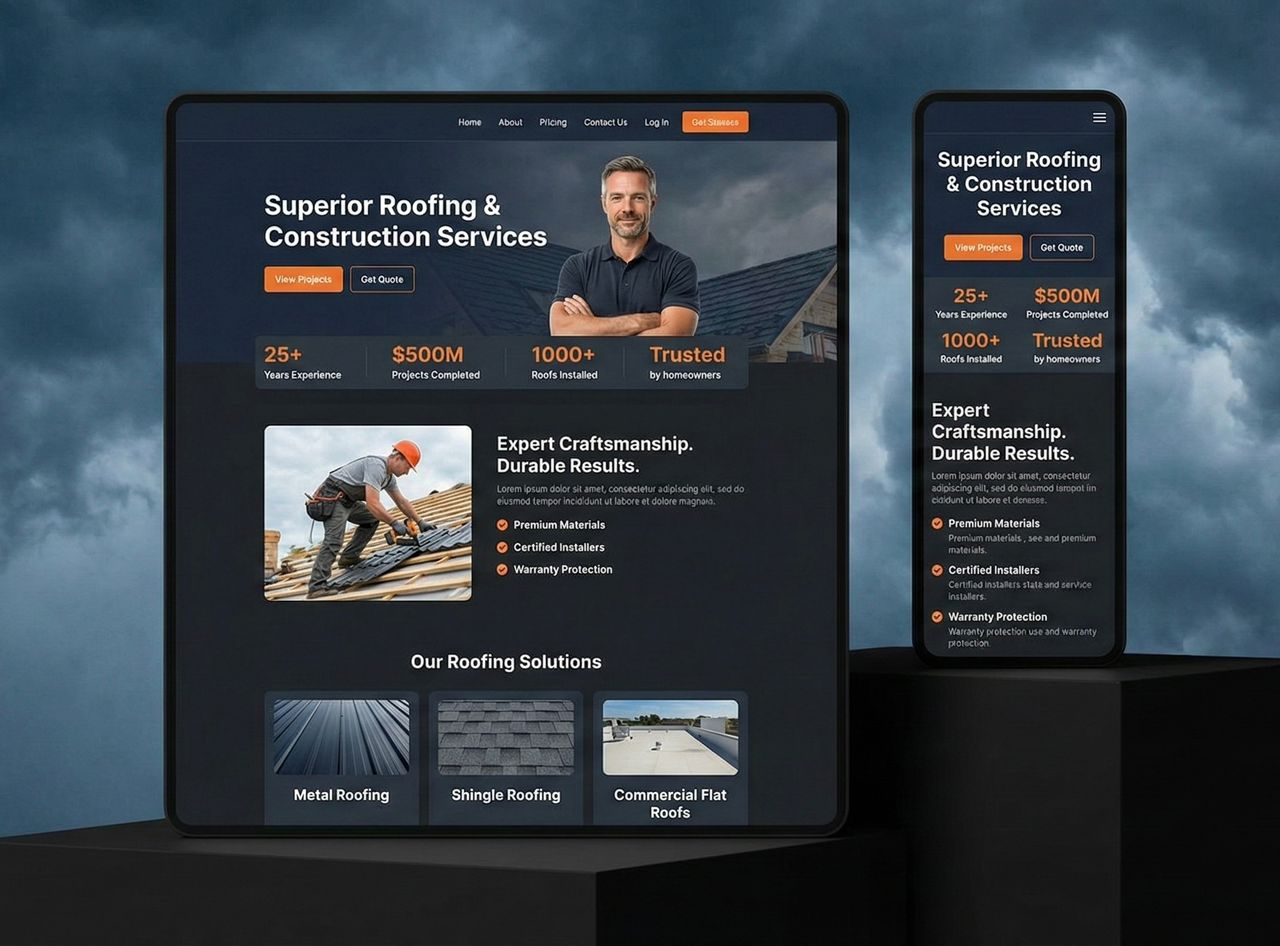 Roofing landing page screenshot