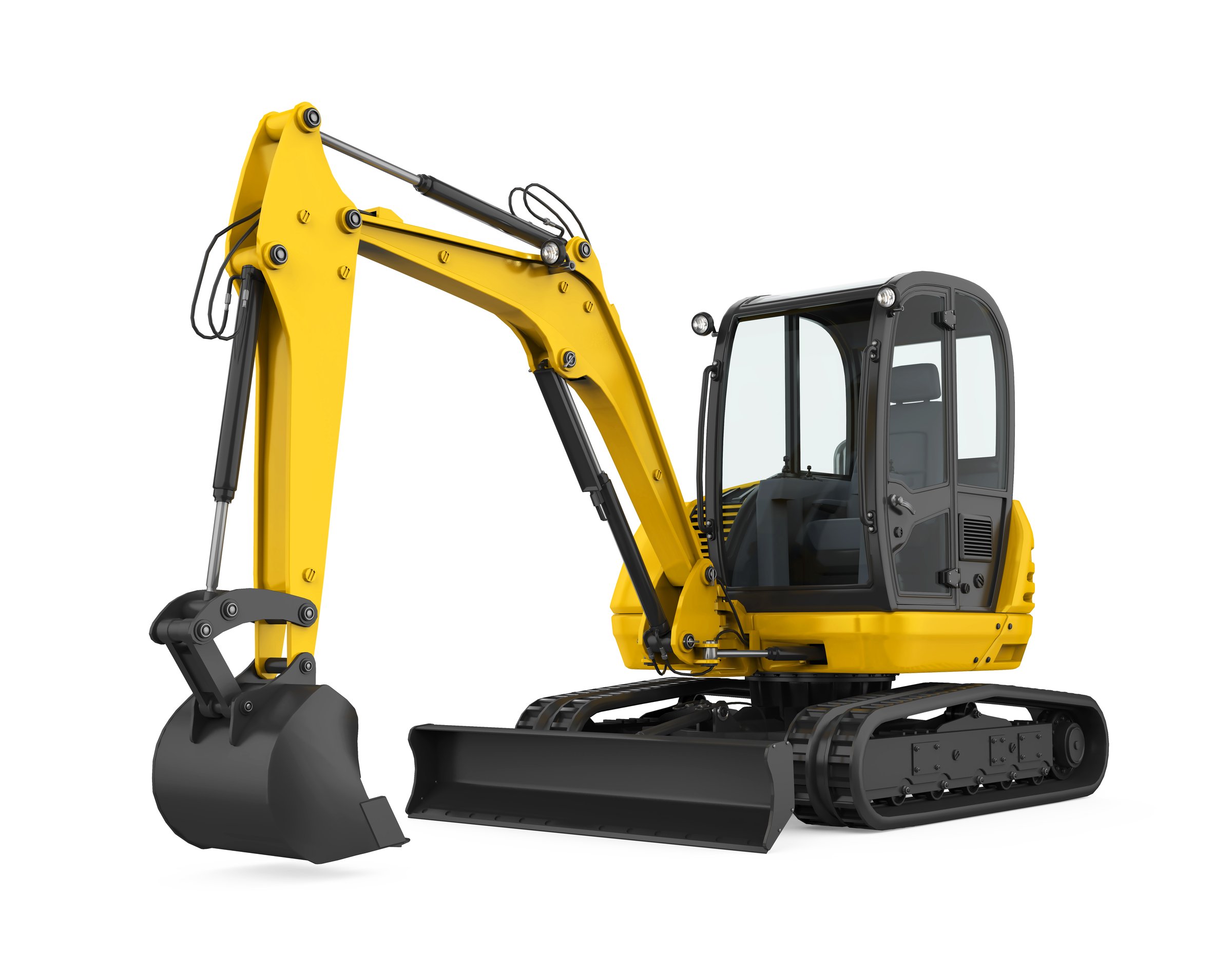 Mini Excavator isolated on white background. 3D render