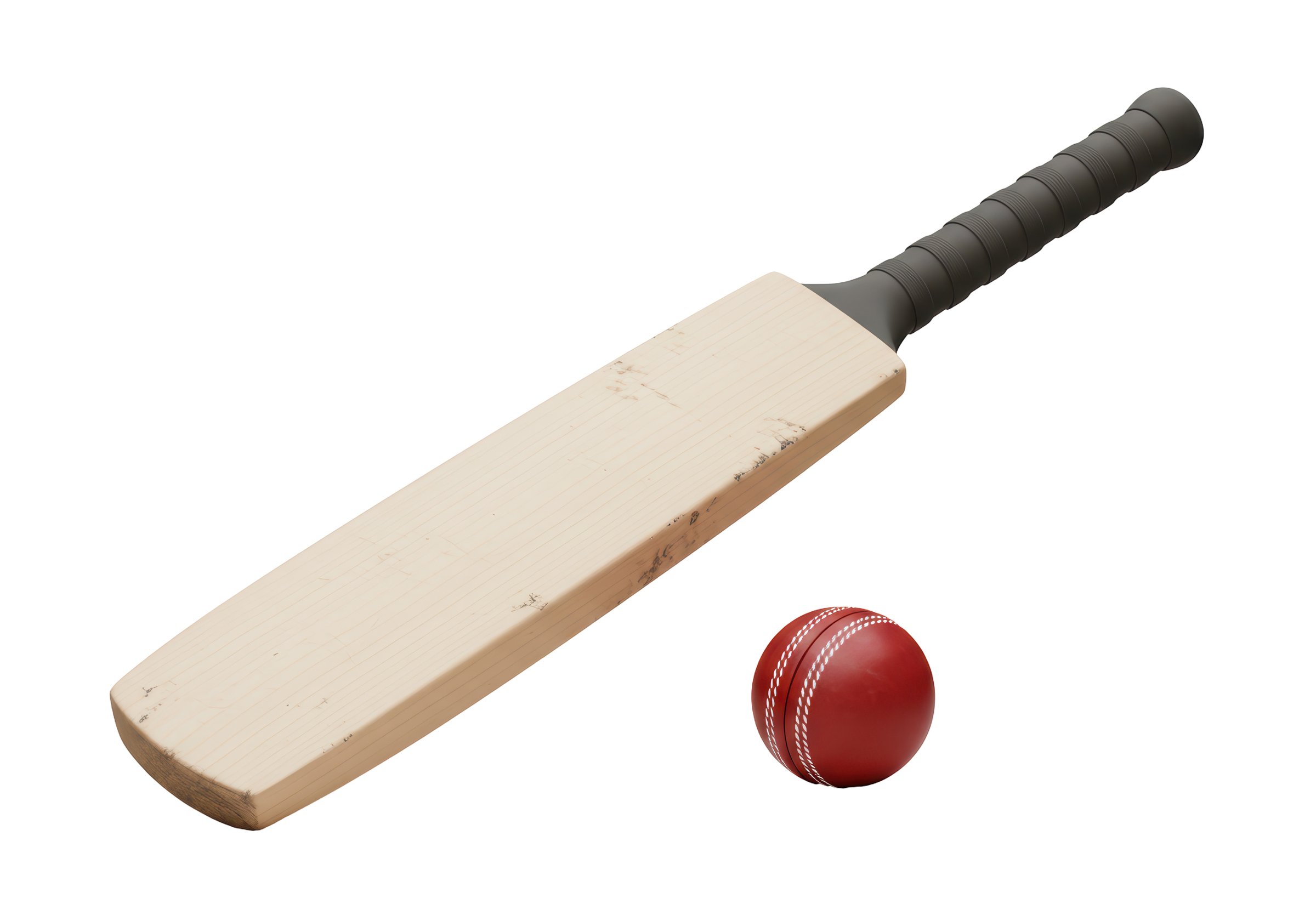 Isolated Cricket Bat and Ball for Sport