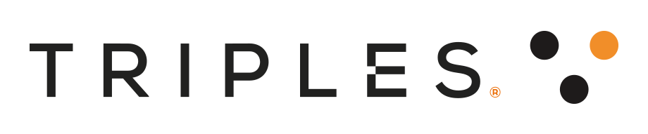 Logo displaying the word TRIPLES with two black dots and one orange dot to the right.