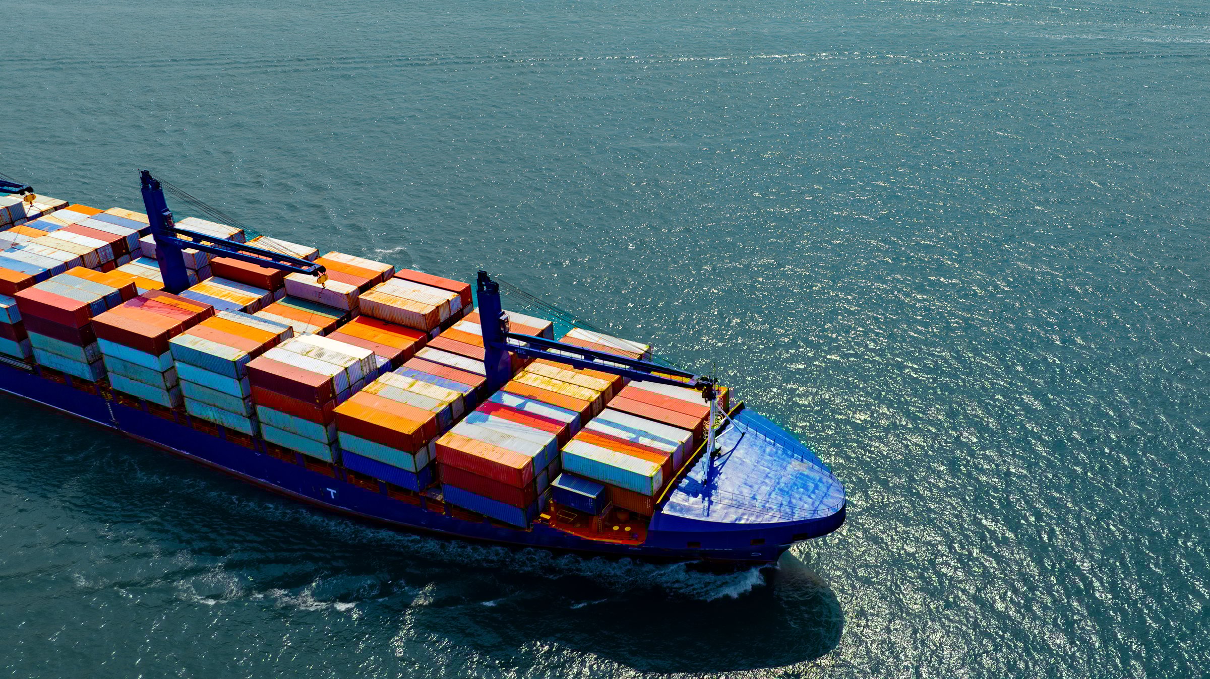 Aerial view of the freight shipping transport system cargo ship container. international transportation Export-import business, logistics, transportation industry concepts
