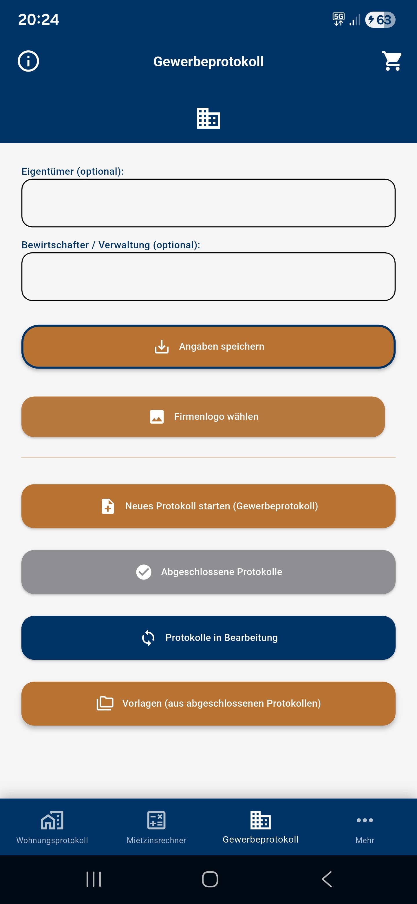 Gewerbeprotokoll App