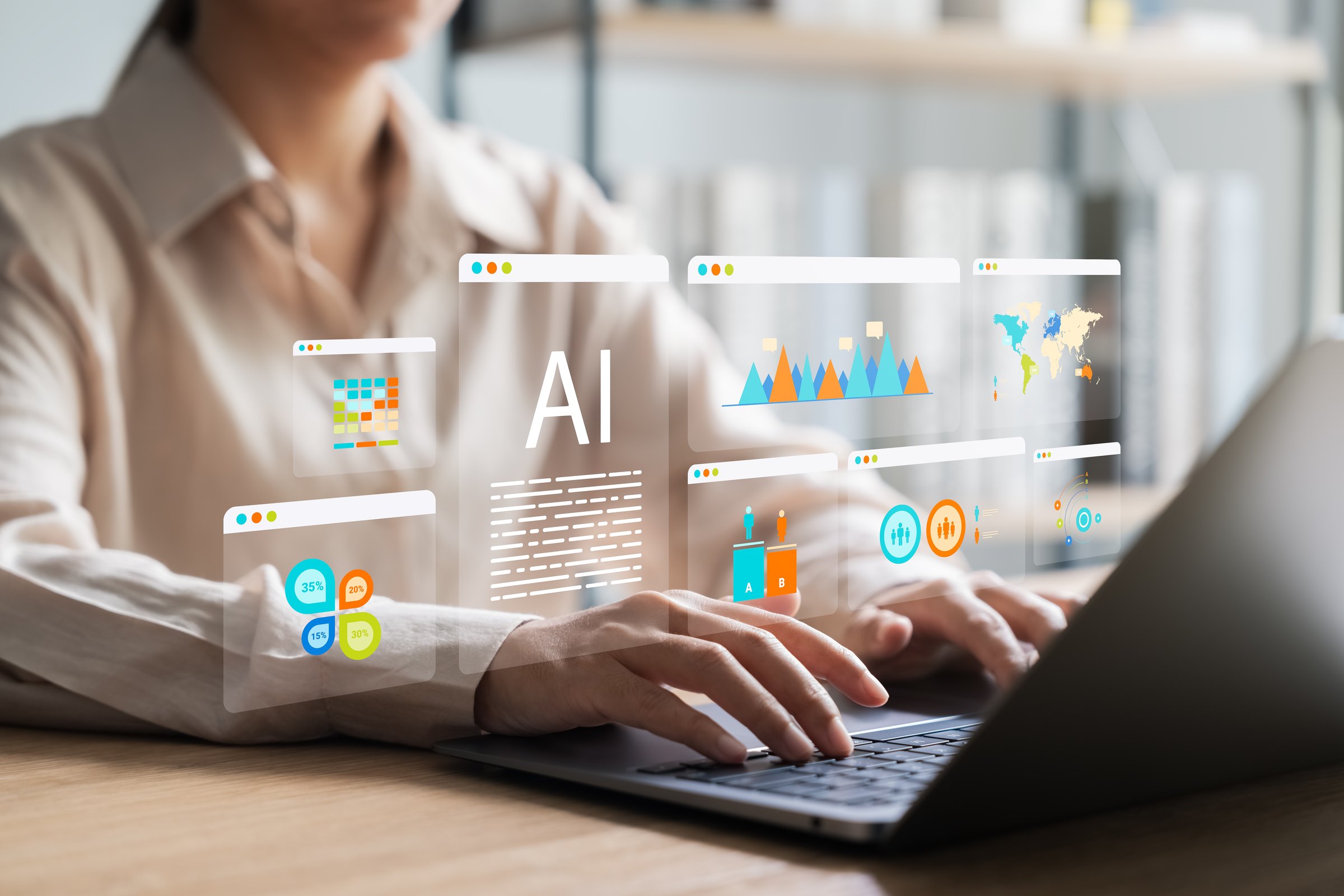 Leveraging AI to analyze business KPIs and gain accurate, real-time insights into performance, sales, profits, company growth, and employee productivity.