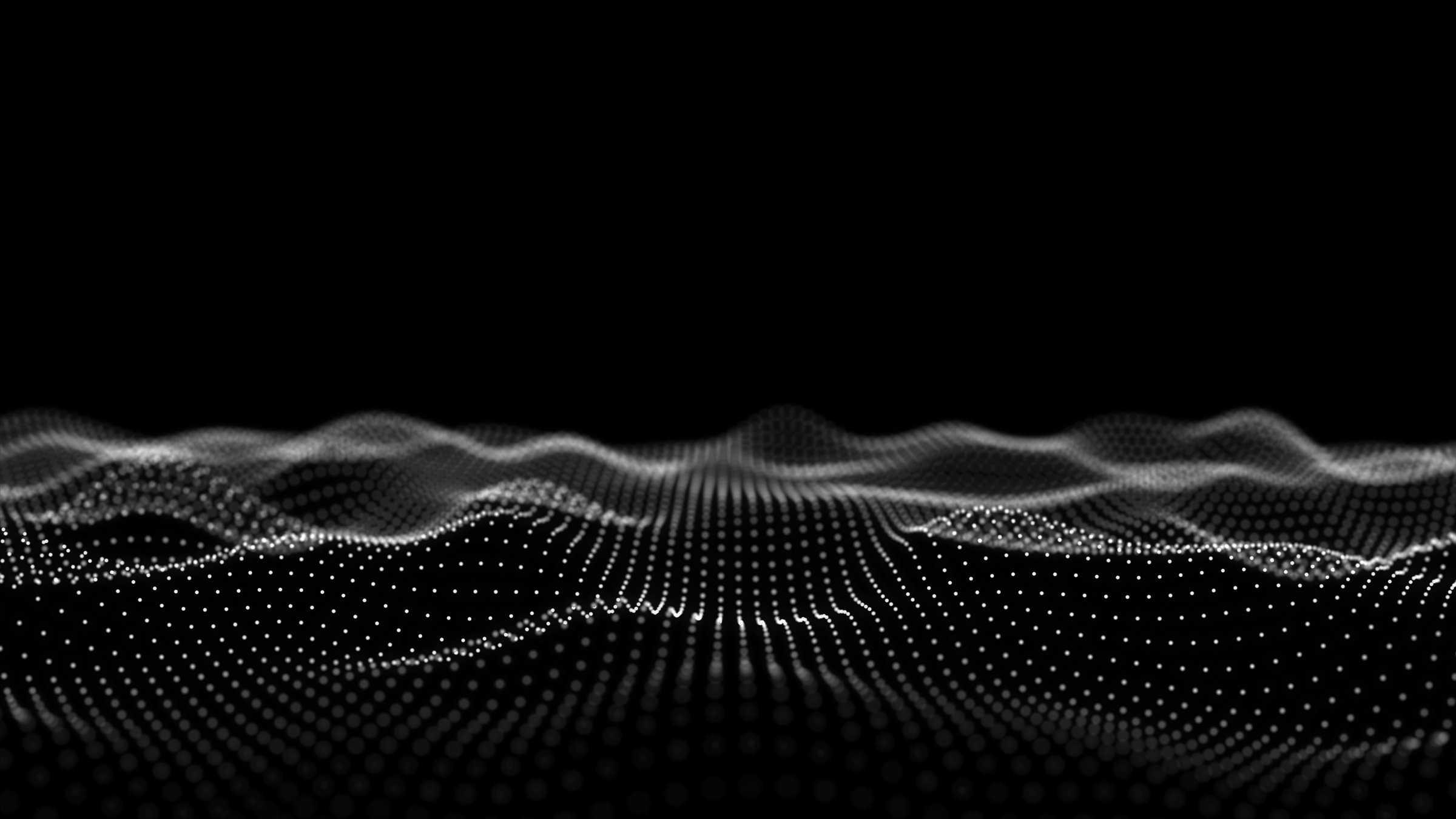 Black wave with dots and lines. Abstract digital background. Concept connection big data. Futuristic technology backdrop. 3D Technology illustration. Digital dynamic wave particles.