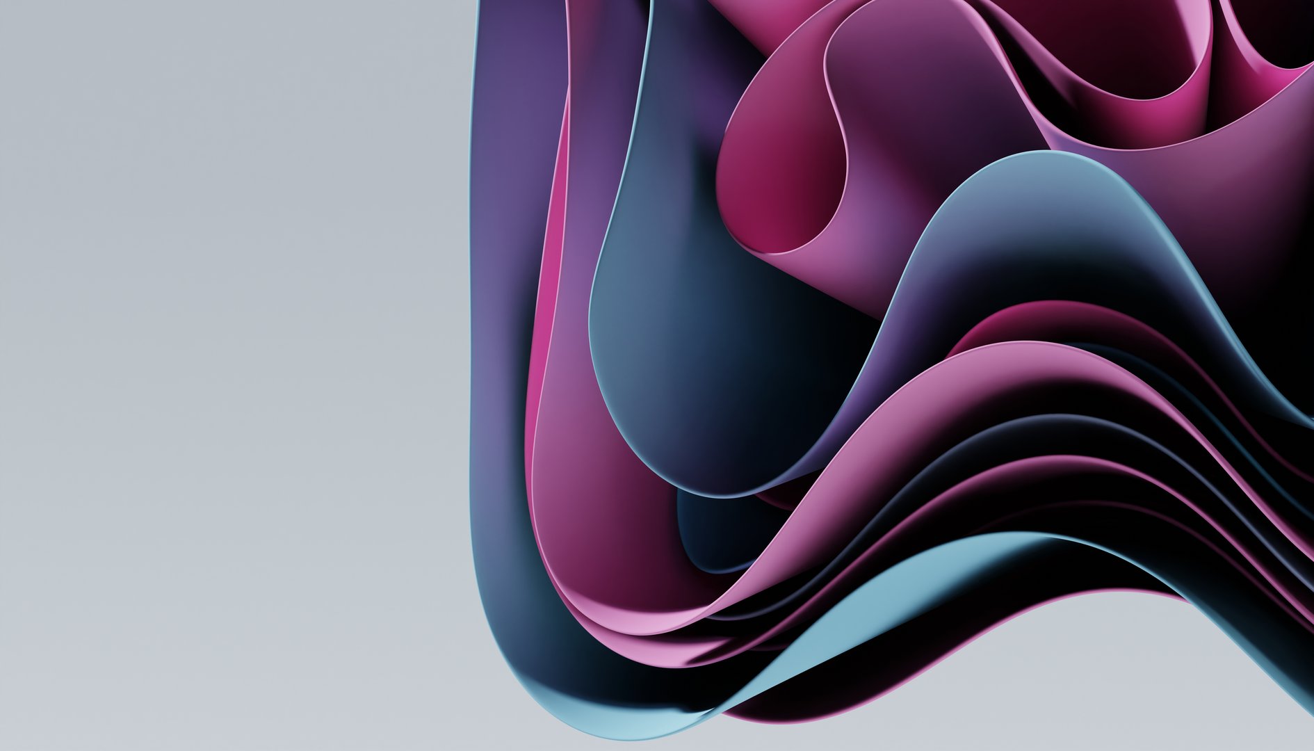 Dynamic motion abstract elements with multicolored sheets on white background. Elegant flow background. 3d rendering