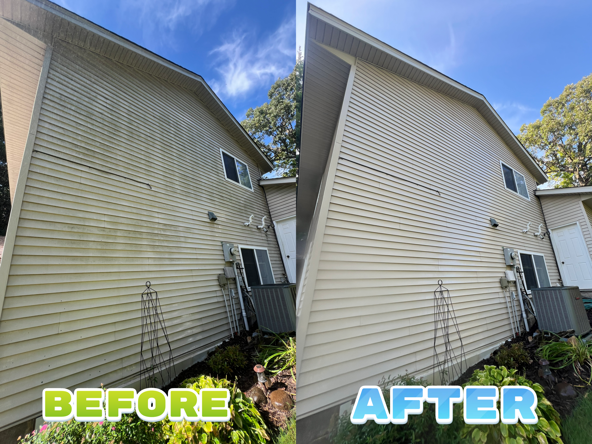 Before and after exterior cleaning project