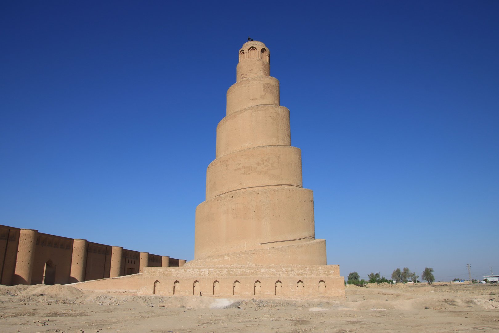 The Minaret mosque of Samarra Palace in Iraq under the blue sky