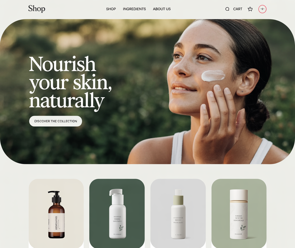 Shopify e-commerce store for cosmetics - Creme online store with custom product pages and checkout